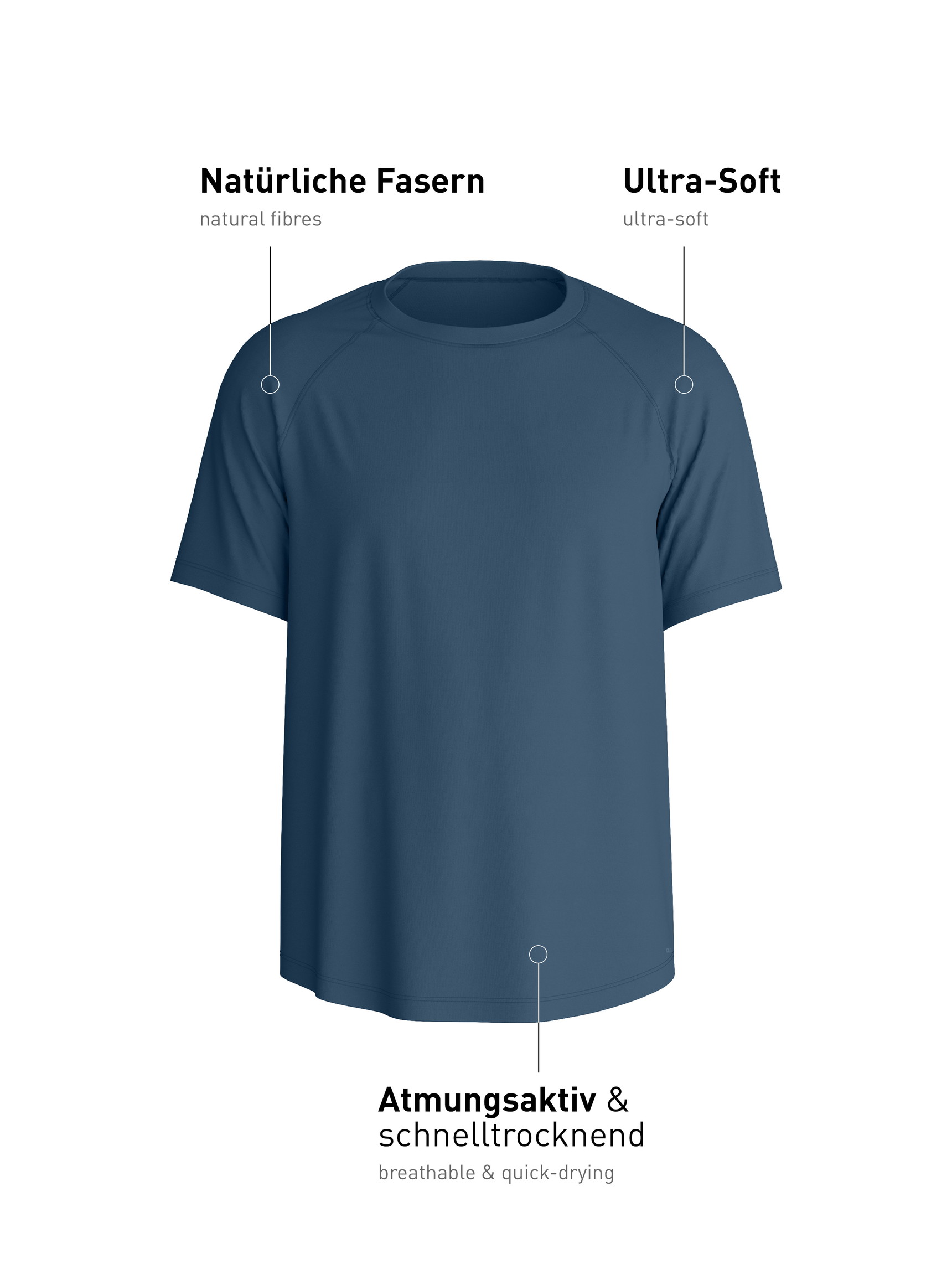 Uomo - Shirt a manica corta in Modal di colore Blu, Tinta unita, della serie Balanced Day di CALIDA