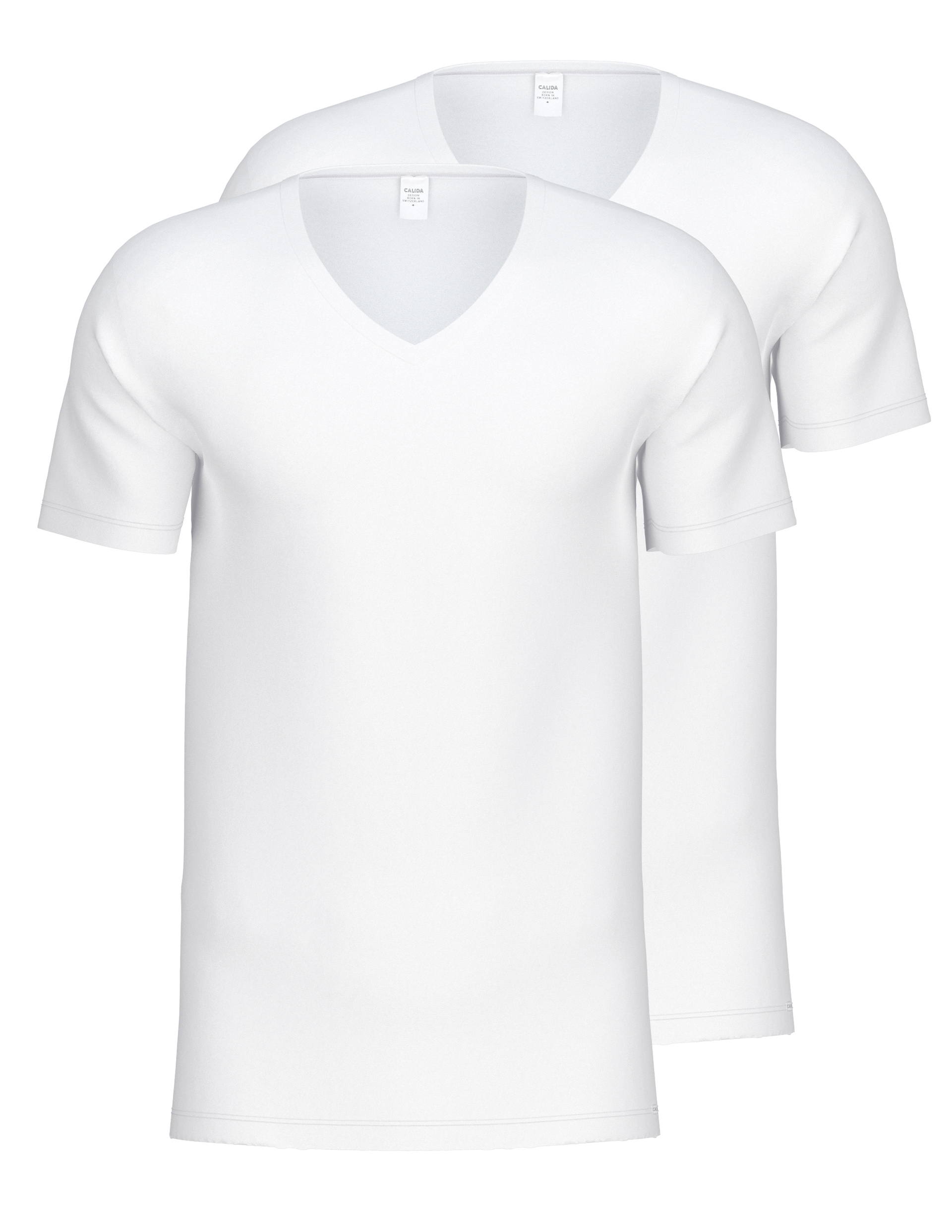 Multipack Herren - V-Shirt, 2-Pack aus Baumwolle in Weiß, Einfarbig aus Serie Natural Benefit von CALIDA