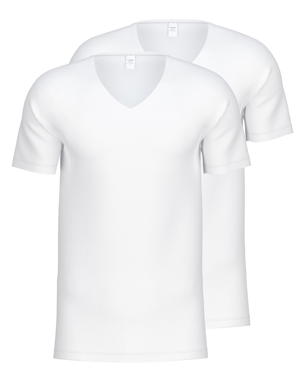 Multipack Uomo - T-shirt con scollo a V, set da 2 in Cotone di colore Bianco, Tinta unita, della serie Natural Benefit di CALIDA