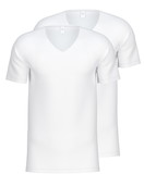 Multipack Uomo - T-shirt con scollo a V, set da 2 in Cotone di colore Bianco, Tinta unita, della serie Natural Benefit di CALIDA