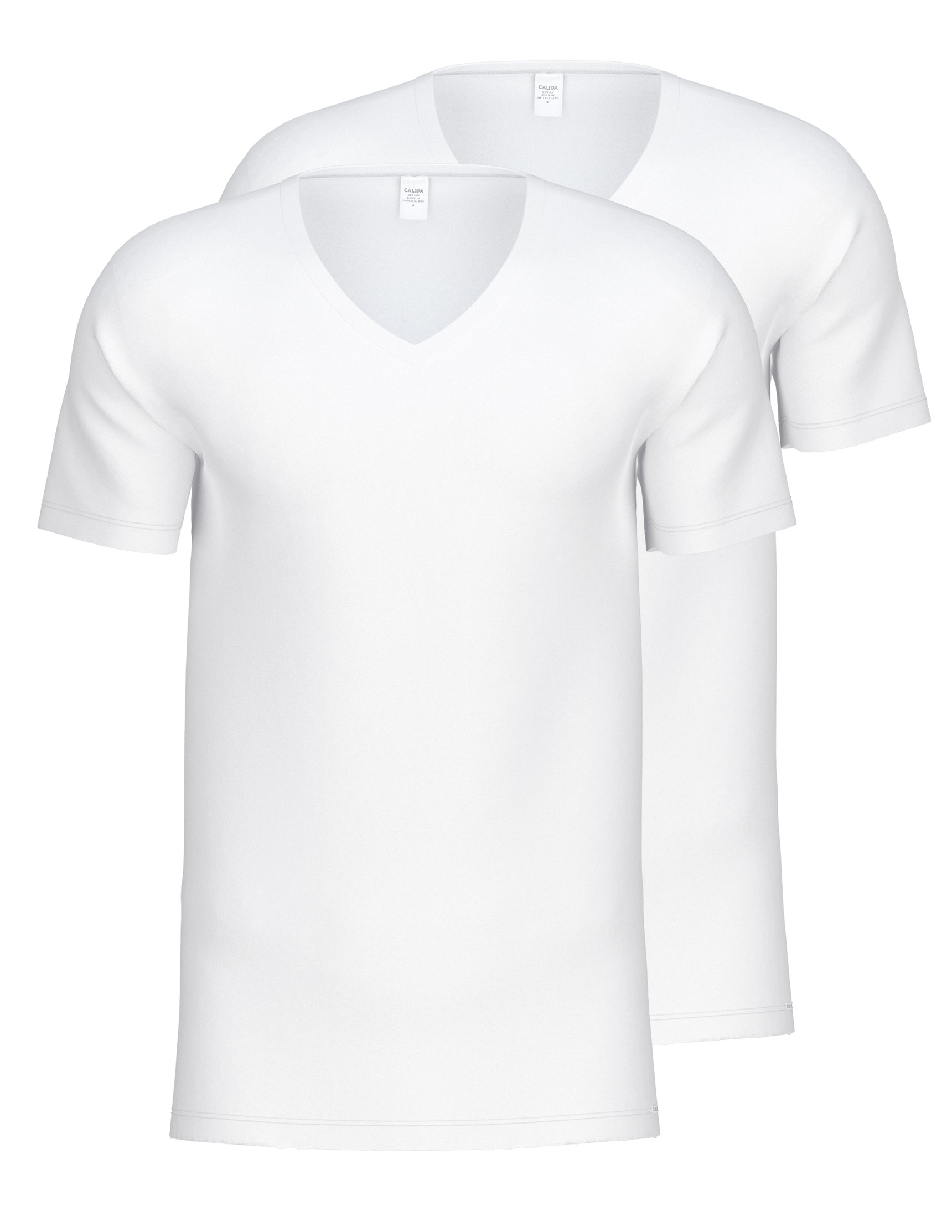 Multipack Herren - V-Shirt, 2-Pack aus Baumwolle in Weiß, Einfarbig aus Serie Natural Benefit von CALIDA