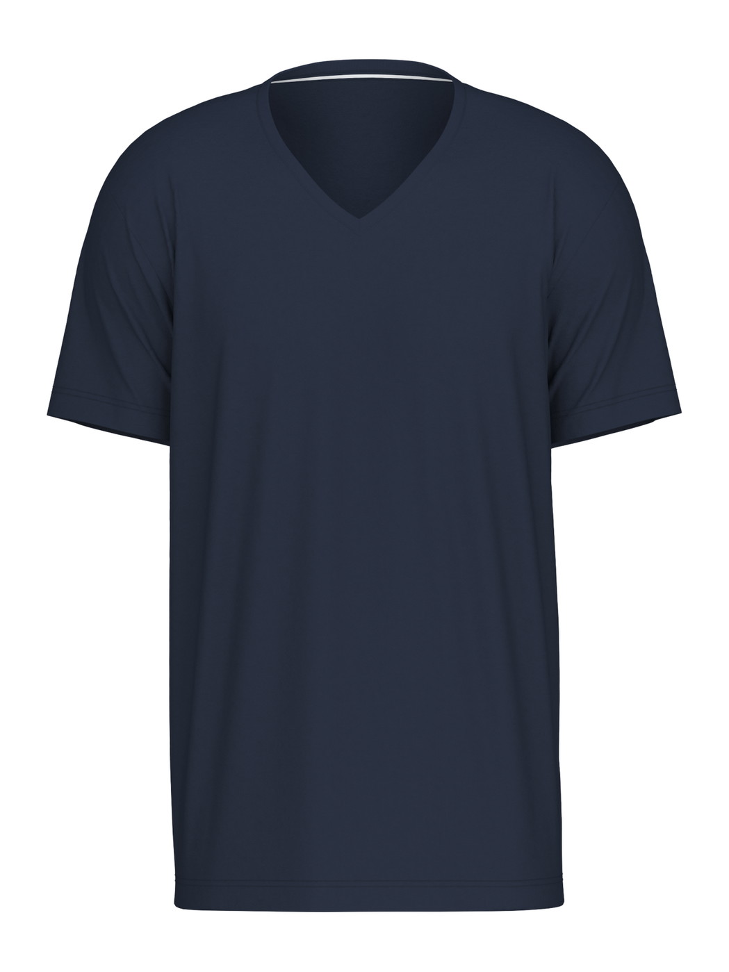 Herren - Kurzarm-Shirt, V-Neck aus 100% Baumwolle in Blau, Einfarbig aus Serie Remix Basic Sleep von CALIDA