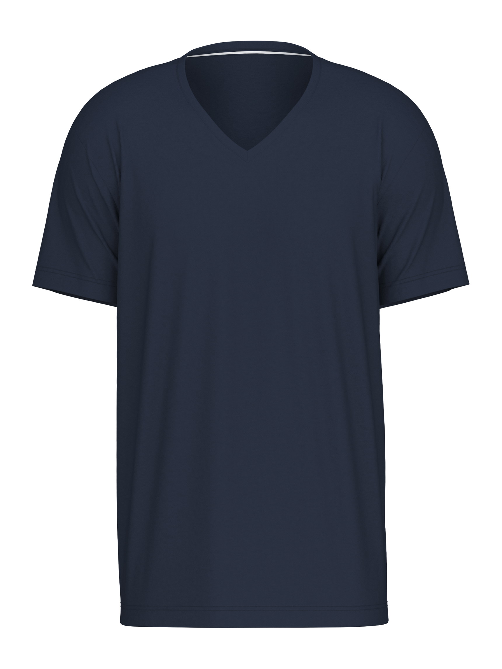 Herren - Kurzarm-Shirt, V-Neck aus 100% Baumwolle in Blau, Einfarbig aus Serie Remix Basic Sleep von CALIDA
