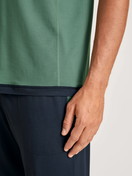 Herren-Model trägt Kurzarm-Shirt aus Modal in Grün, Einfarbig aus Serie DSW Balancing von CALIDA, Detail