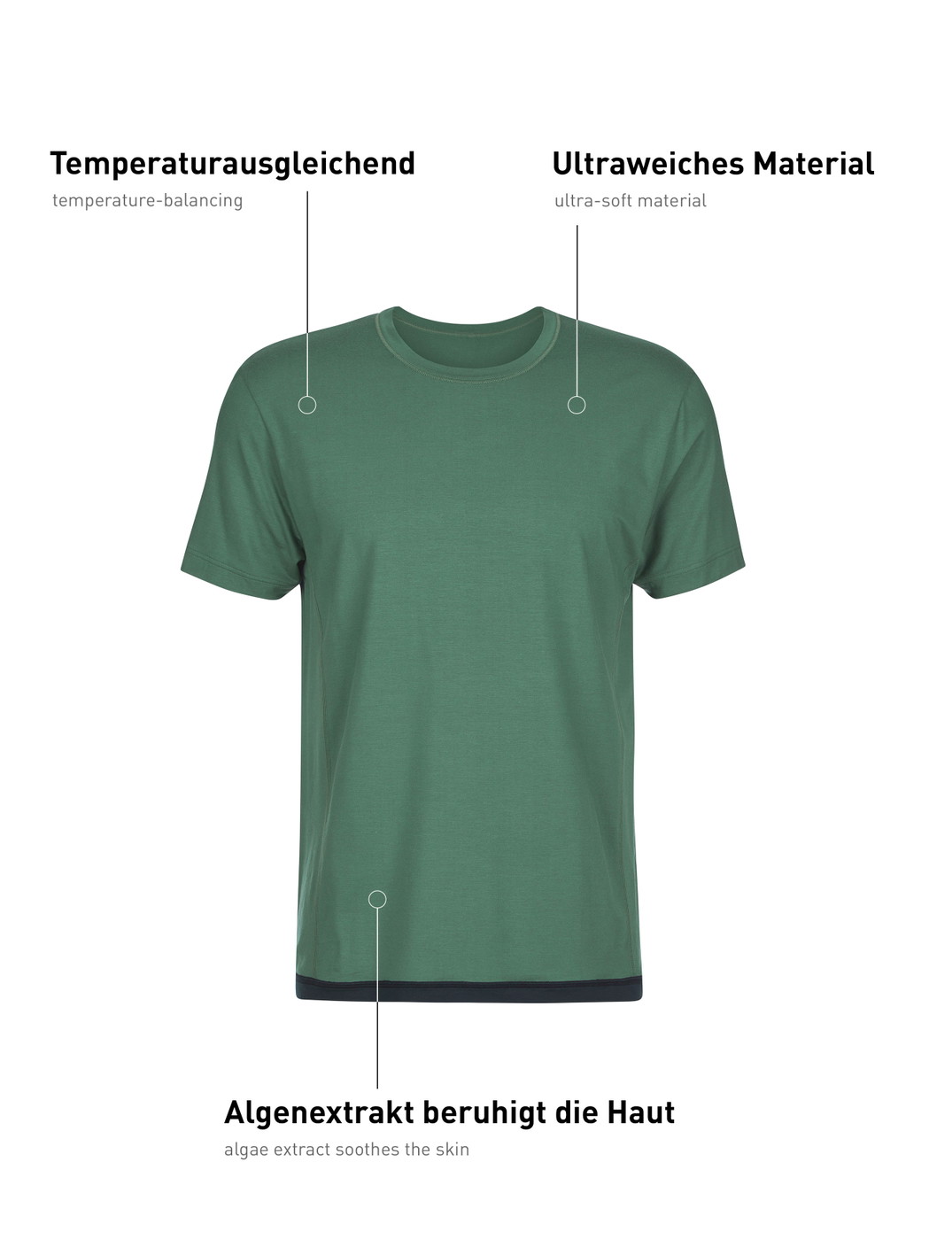 Herren - Kurzarm-Shirt aus Modal in Grün, Einfarbig aus Serie DSW Balancing von CALIDA