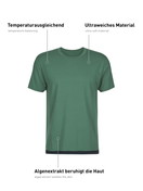 Herren - Kurzarm-Shirt aus Modal in Grün, Einfarbig aus Serie DSW Balancing von CALIDA