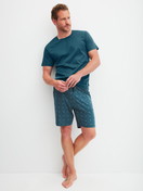 Men model is wearing Short-sleeved shirt made of Pima® Cotton in Turquoise, Unicoloured from the RMX Sleep Free series by CALIDA, Outfit