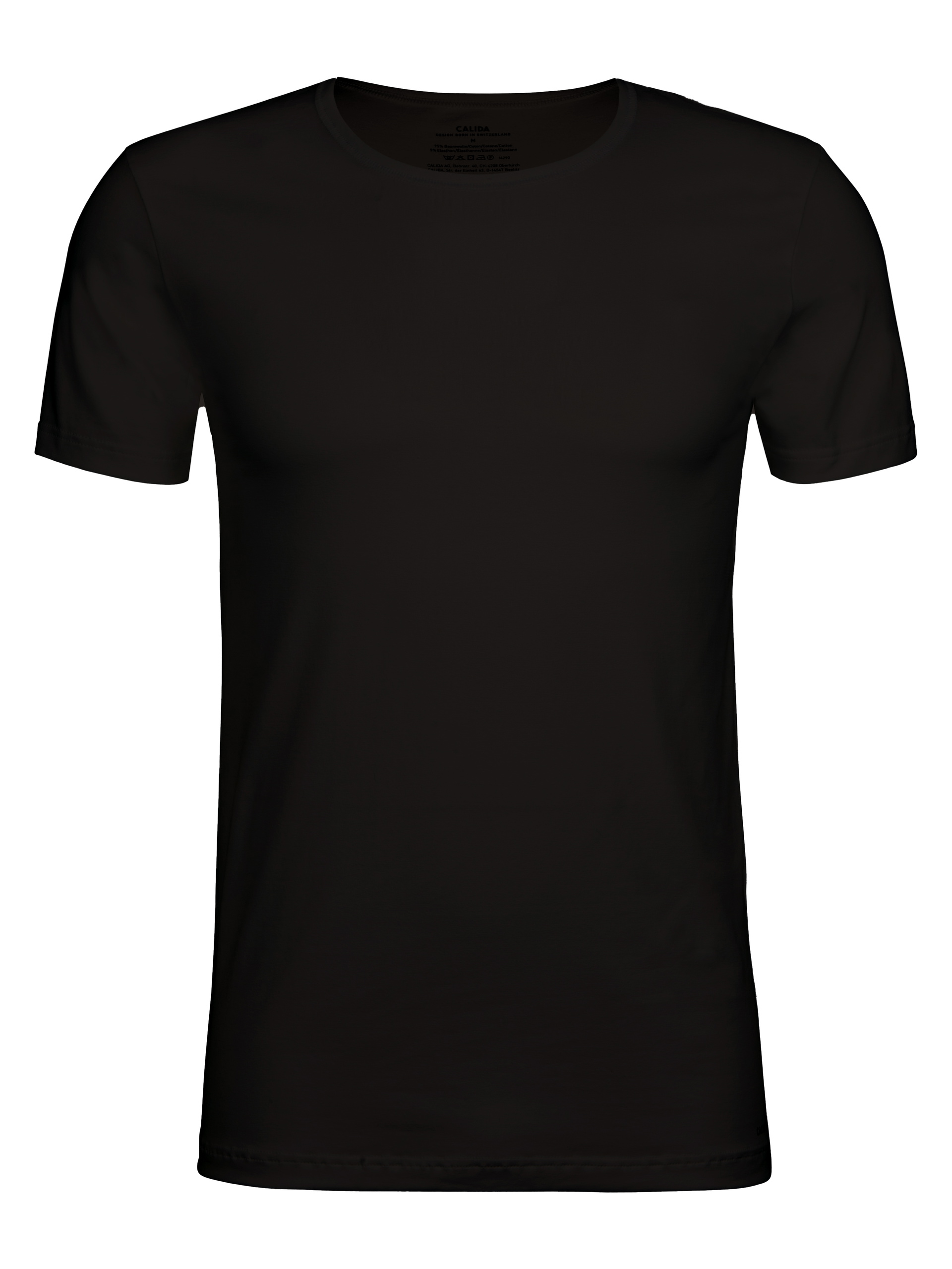 Herren - T-Shirt, Rundhals aus Baumwolle in Schwarz, Einfarbig aus Serie Cotton Code von CALIDA