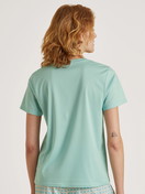 Le mannequin Femme porte le/la T-Shirt à manches courtes en 100% coton de couleur Turquoise, Unicolore, de la série Favourites Balance de CALIDA, Vue arrière