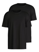 La modella / Il modello Uomo indossa T-Shirt, 2er-Pack in 100% cotone di colore Nero, Tinta unita, della serie Natural Benefit di CALIDA, Vista frontale
