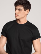Uomo - T-Shirt, 2er-Pack in 100% cotone di colore Nero, Tinta unita, della serie Natural Benefit di CALIDA, Dettaglio