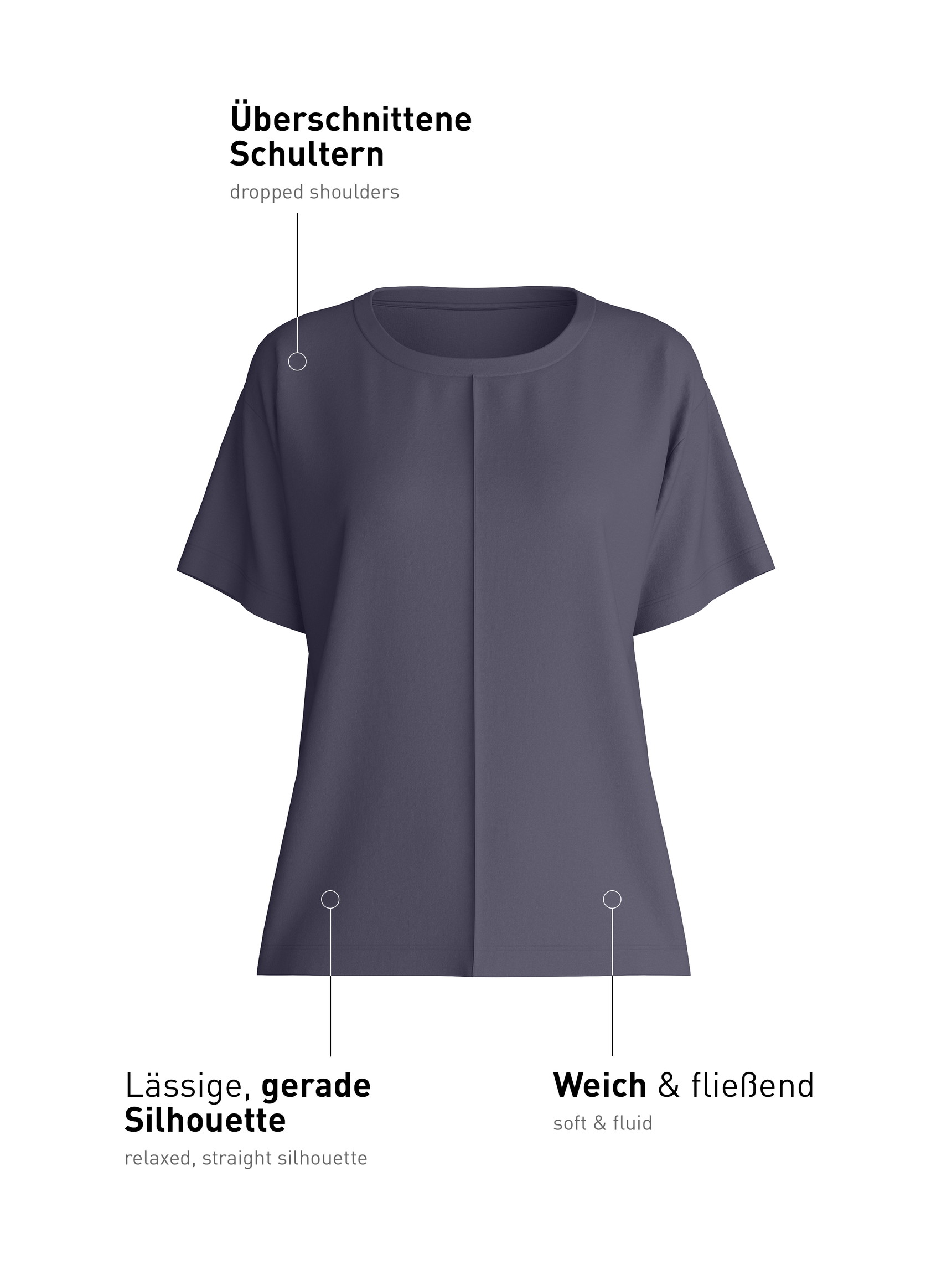 Damen - Kurzarm-Shirt aus Modal in Blau, Einfarbig aus Serie Natural Loungewear von CALIDA