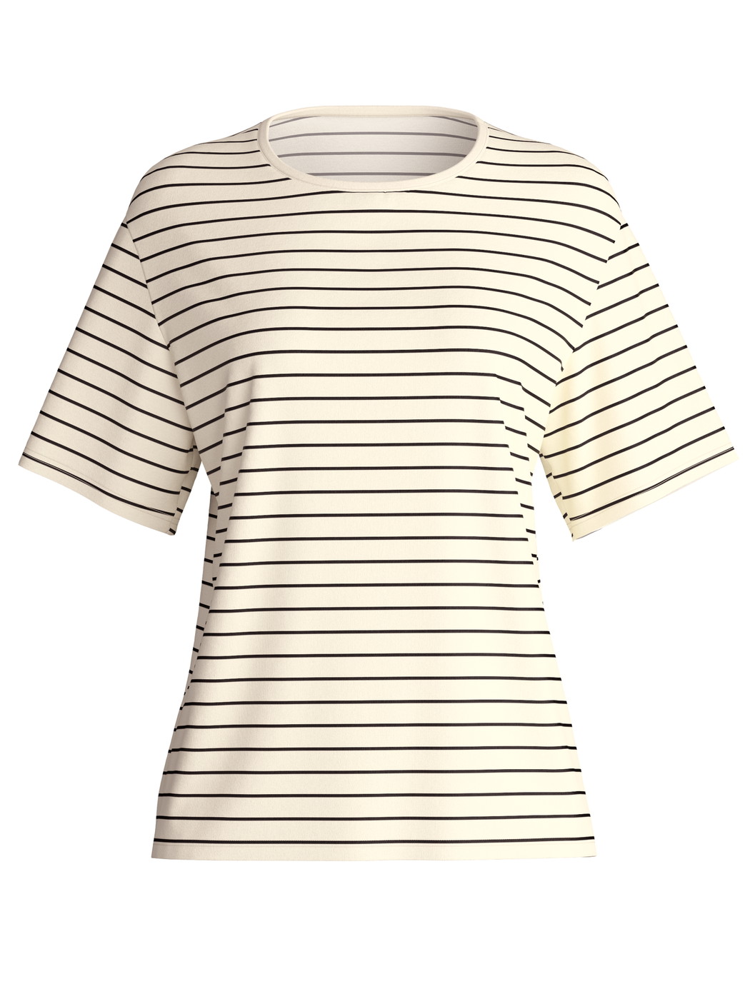 Damen - Kurzarm-Shirt aus Viskose in Schwarz, Gestreift aus Serie Favourites Layering von CALIDA