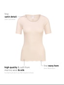 Damen - Kurzarm-Shirt aus Wolle-Seide aus Wolle in Beige, Einfarbig aus Serie True Confidence von CALIDA