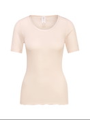 Damen - Kurzarm-Shirt aus Wolle-Seide aus Wolle in Beige, Einfarbig aus Serie True Confidence von CALIDA