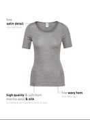 Femme - T-Shirt à manches courtes en Laine de couleur Gris, Unicolore, de la série True Confidence de CALIDA