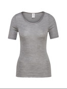 Damen - Kurzarm-Shirt aus Wolle-Seide aus Wolle in Grau, Einfarbig aus Serie True Confidence von CALIDA