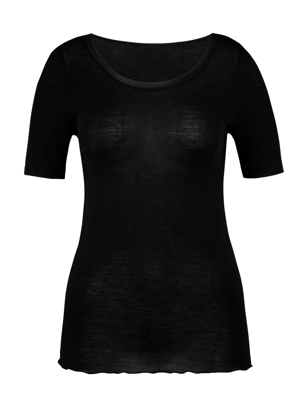 Femme - T-Shirt à manches courtes en Laine de couleur Noir, Unicolore, de la série True Confidence de CALIDA