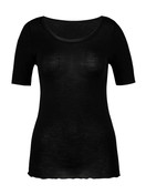 Femme - T-Shirt à manches courtes en Laine de couleur Noir, Unicolore, de la série True Confidence de CALIDA