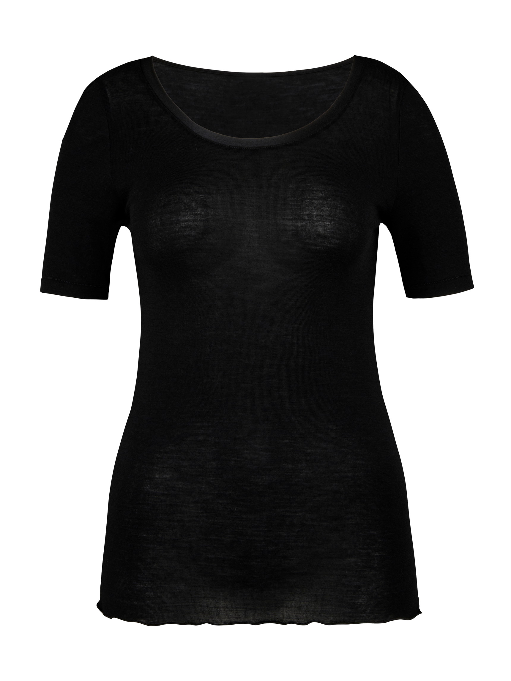 Femme - T-Shirt à manches courtes en Laine de couleur Noir, Unicolore, de la série True Confidence de CALIDA