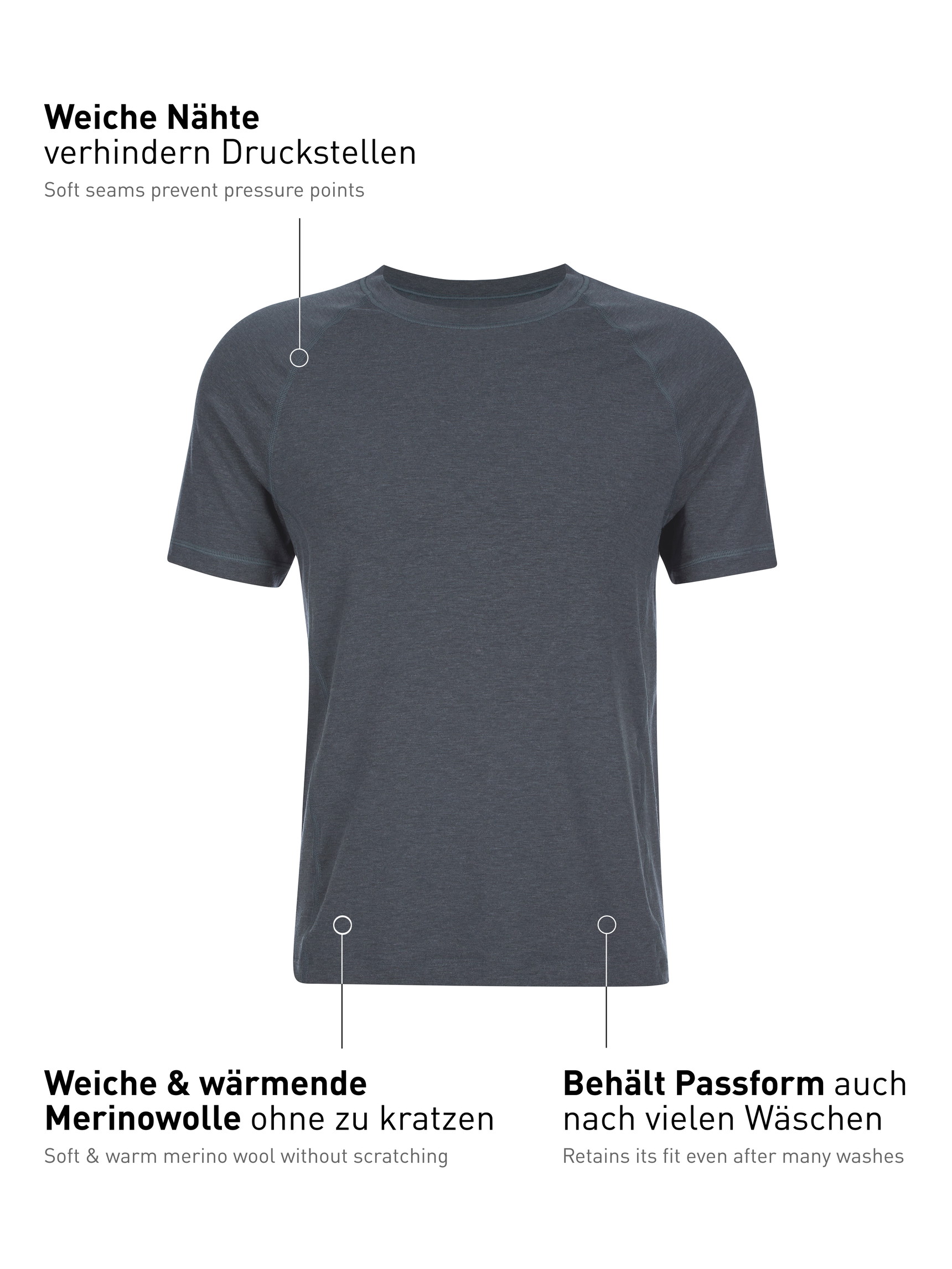 Homme - T-Shirt à manches courtes en Lyocell de couleur Gris, Unicolore, de la série DSW Warming de CALIDA