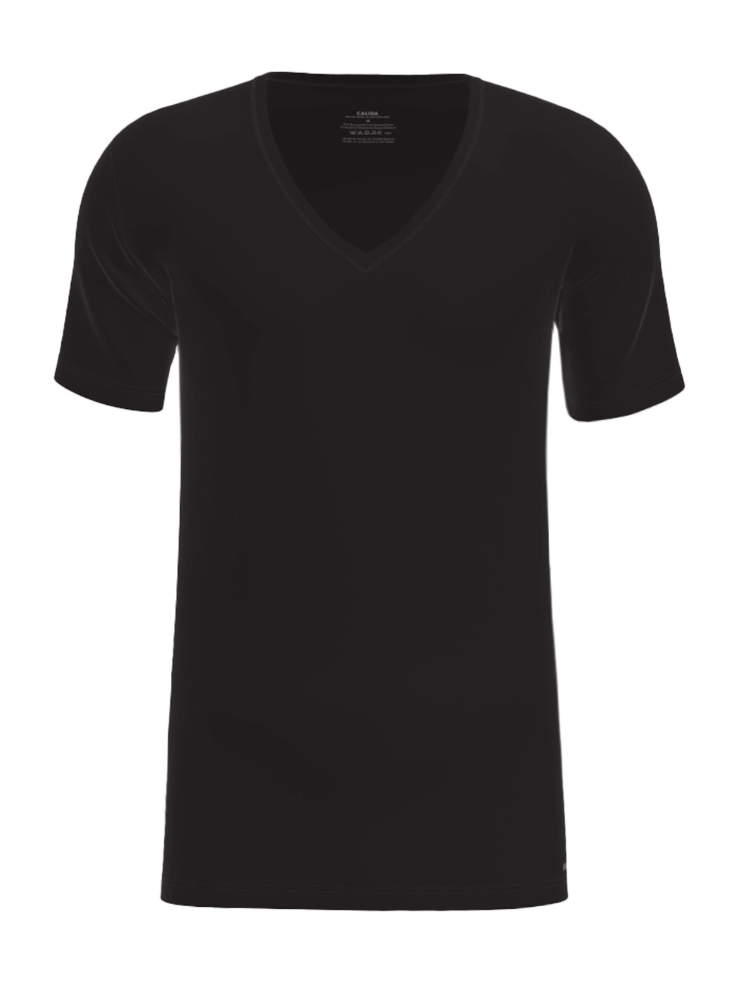 Uomo - V-Shirt in Cotone di colore Nero, Tinta unita, della serie Cotton Code di CALIDA, Sfondo bianco, Ritaglio