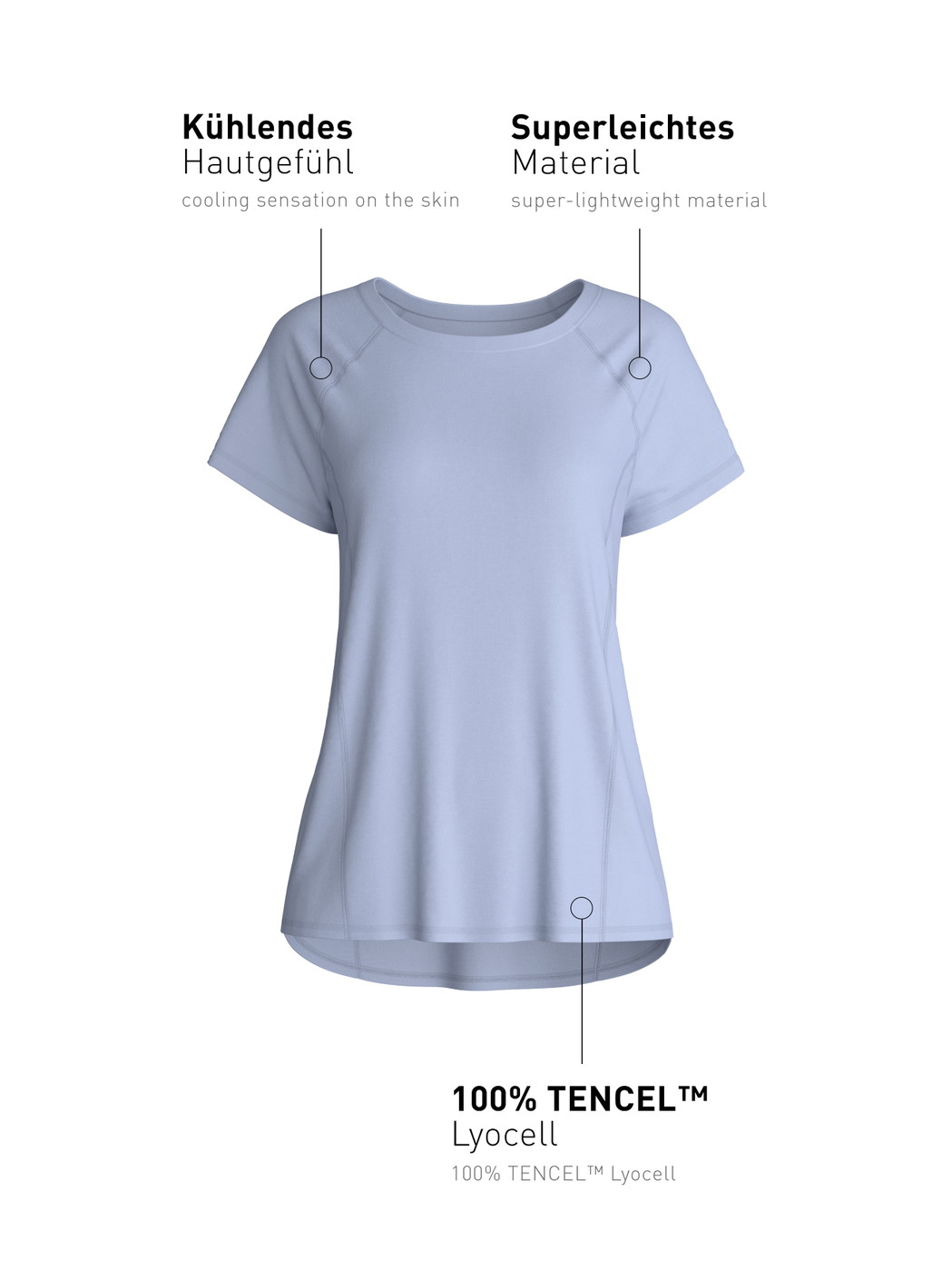 Women - Shirt short sleeve made of Lyocell in Blue, Unicoloured, from the DSW Cooling series by CALIDA