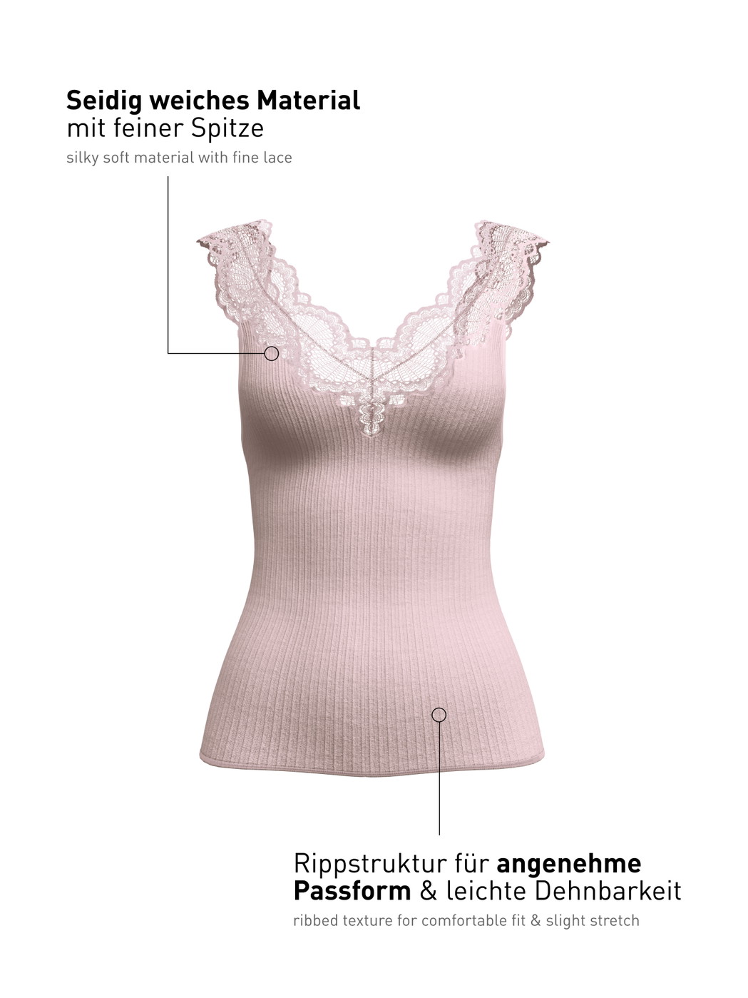 Damen - Tank-Top aus TENCEL™ Modal aus Modal in Violett, Spitze aus Serie Feminine Lounge von CALIDA