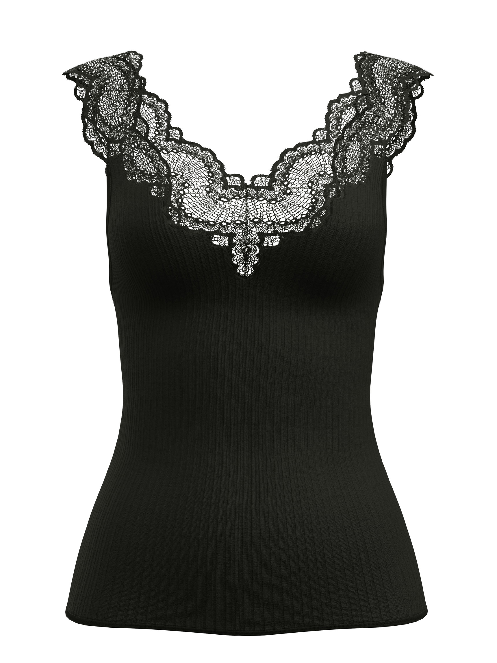 Damen - Tank-Top aus TENCEL™ Modal aus Modal in Schwarz, Spitze aus Serie Feminine Lounge von CALIDA