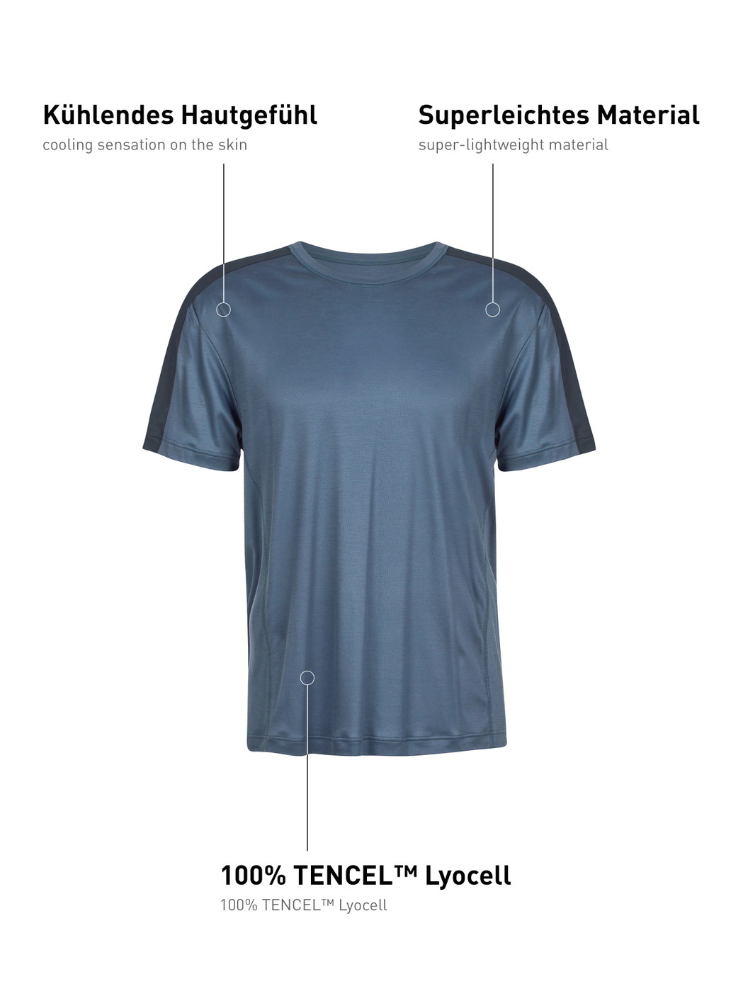 Homme - T-Shirt à manches courtes en Lyocell de couleur Bleu, Unicolore, de la série DSW Cooling de CALIDA