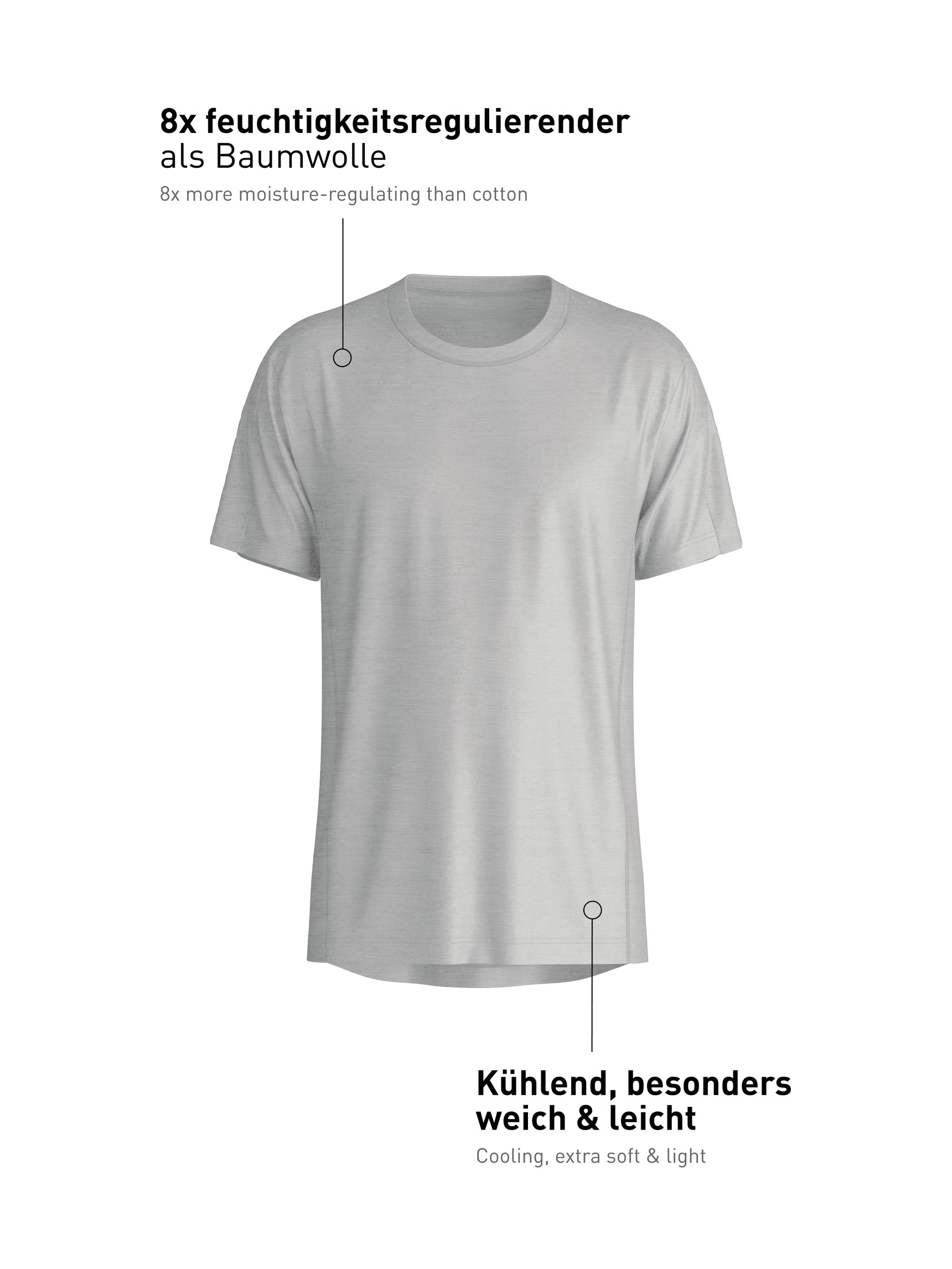 Men - Shirt short sleeve made of Lyocell in Grey, Unicoloured, from the DSW Cooling series by CALIDA