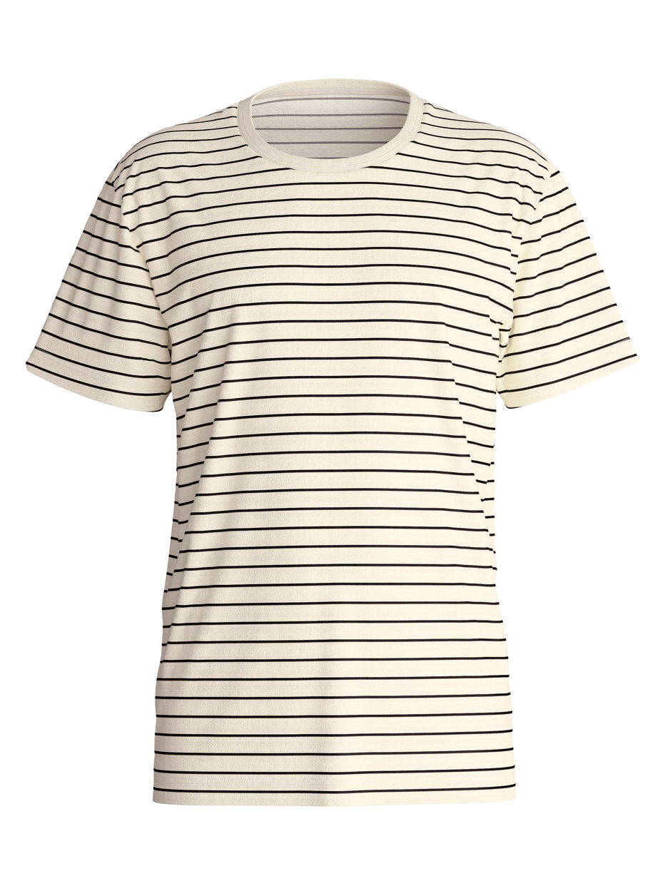 Herren - Kurzarm-Shirt aus Viskose in Schwarz, Gestreift aus Serie RMX Lounge Lecce von CALIDA