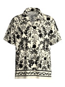 Homme - Chemise courte avec boutonnage en 100% coton de couleur Noir, Floral, de la série RMX Lounge Lecce de CALIDA