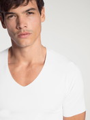 Homme - T-Shirt à manches courtes en Modal de couleur Blanc, Unicolore, de la série Clean Line de CALIDA, Détail