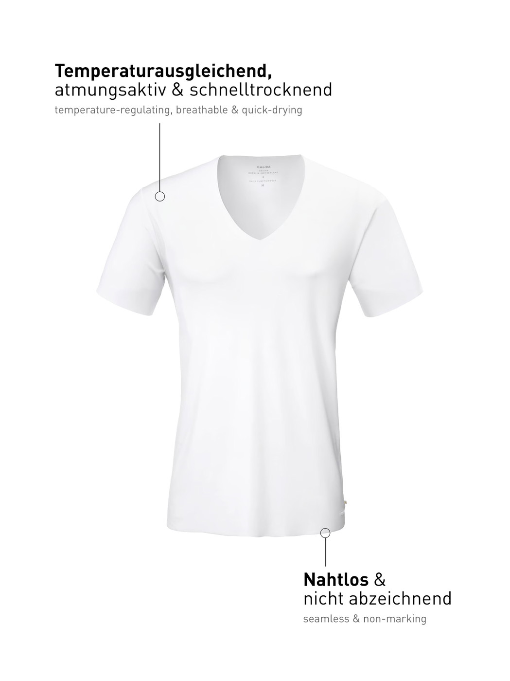 Homme - T-Shirt à manches courtes en Modal de couleur Blanc, Unicolore, de la série Clean Line de CALIDA