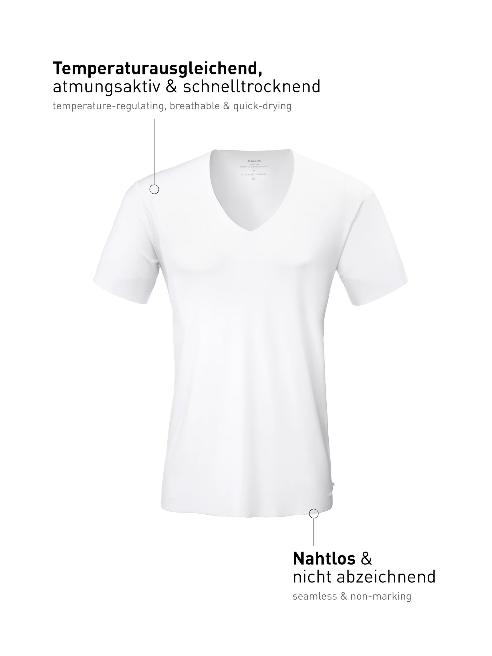 Homme - T-Shirt à manches courtes en Modal de couleur Blanc, Unicolore, de la série Clean Line de CALIDA