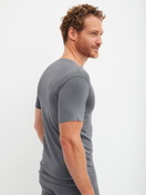 Men model is wearing V-shirt made of Modal in Grey, Unicoloured from the Clean Line series by CALIDA, Back view