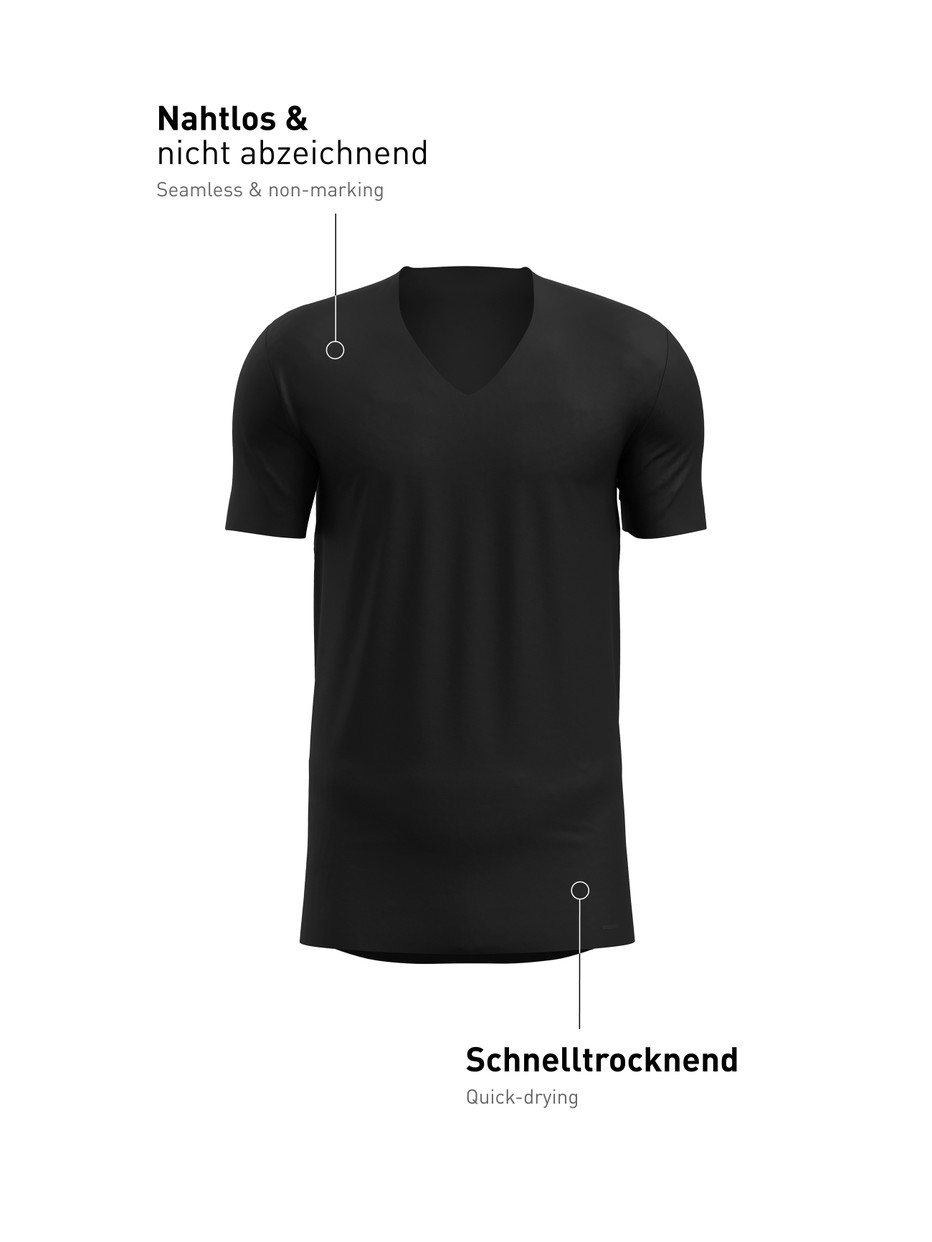 Men - V-shirt made of Modal in Black, Unicoloured, from the Clean Line series by CALIDA