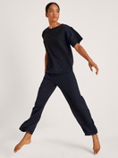 Women model is wearing Shirt short sleeve made of Modal in Blue, Unicoloured from the DSW Balancing series by CALIDA