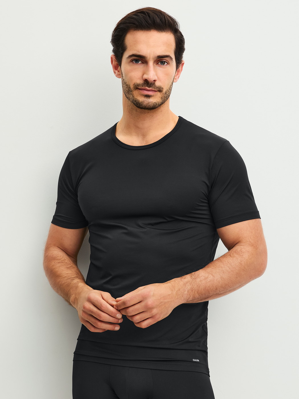 Men model is wearing  made of Polyamide in Black, Unicoloured from the Micro Stretch series by CALIDA, Front view