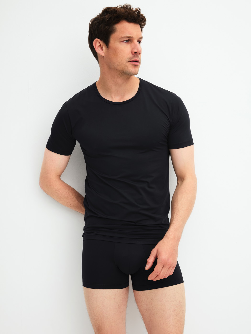 Men model is wearing  made of Polyamide in Black, Unicoloured from the Micro Stretch series by CALIDA, Outfit