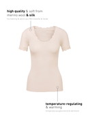 Damen - Kurzarm-Shirt aus Wolle in Weiß, Spitze aus Serie Richesse Lace von CALIDA