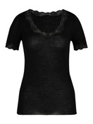 Femme - T-Shirt à manches courtes en Laine de couleur Noir, Dentelle, de la série Richesse Lace de CALIDA