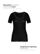 Femme - T-Shirt à manches courtes en Laine de couleur Noir, Dentelle, de la série Richesse Lace de CALIDA