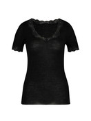 Femme - T-Shirt à manches courtes en Laine de couleur Noir, Dentelle, de la série Richesse Lace de CALIDA