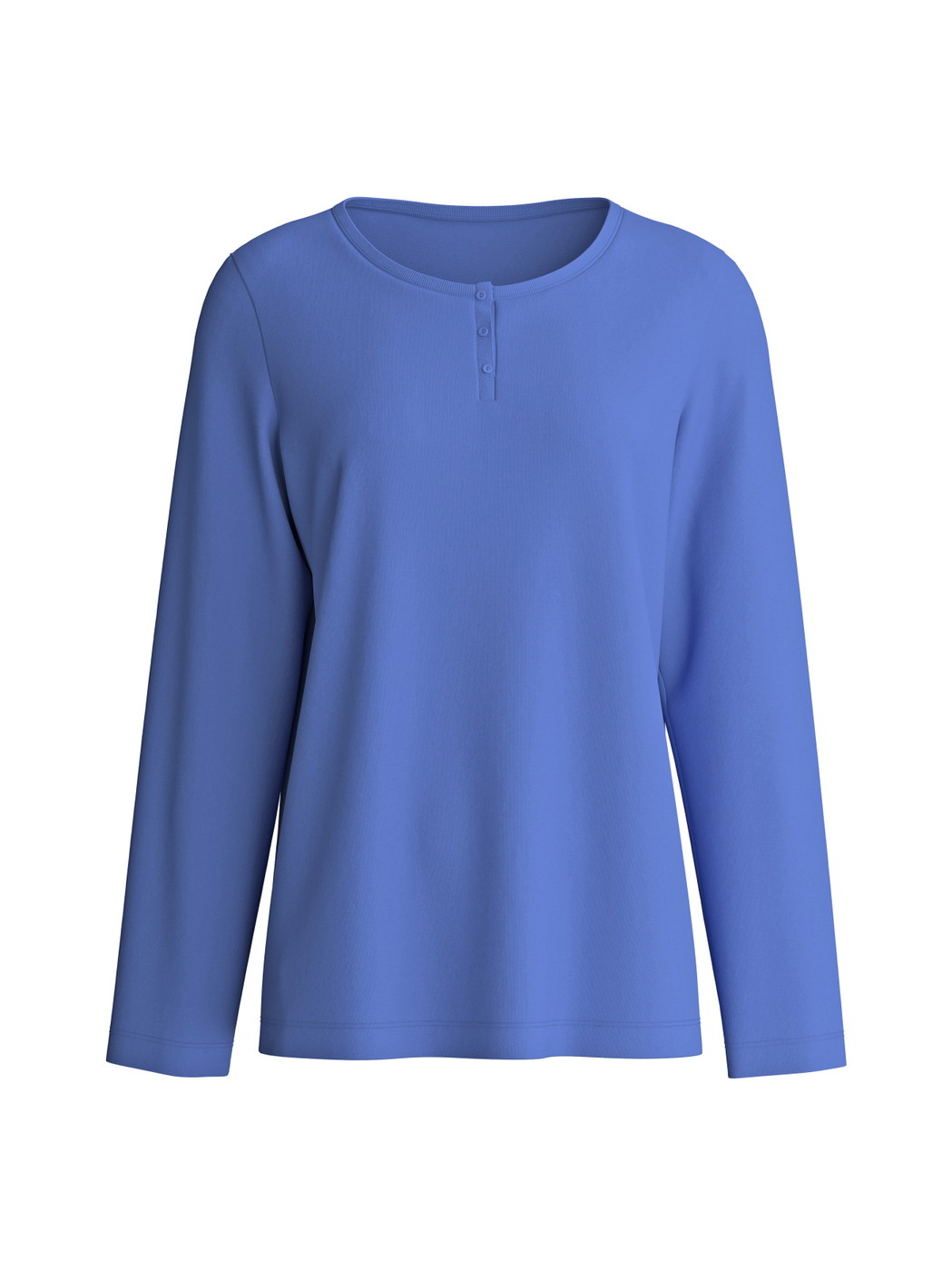 Damen - Langarm-Shirt aus 100% Baumwolle in Blau, Einfarbig aus Serie Late Bloom M&M von CALIDA