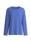 Damen - Langarm-Shirt aus 100% Baumwolle in Blau, Einfarbig aus Serie Late Bloom M&M von CALIDA
