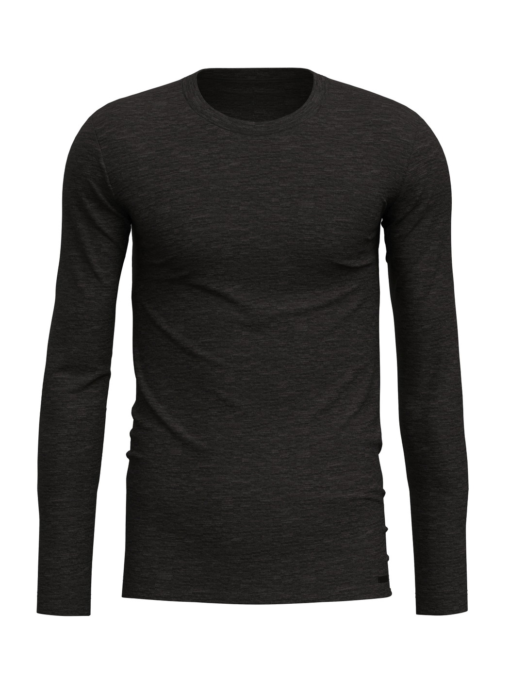 Herren - Langarm-Shirt aus Wolle und Seide aus Wolle in Grau, Einfarbig aus Serie Wool & Silk von CALIDA