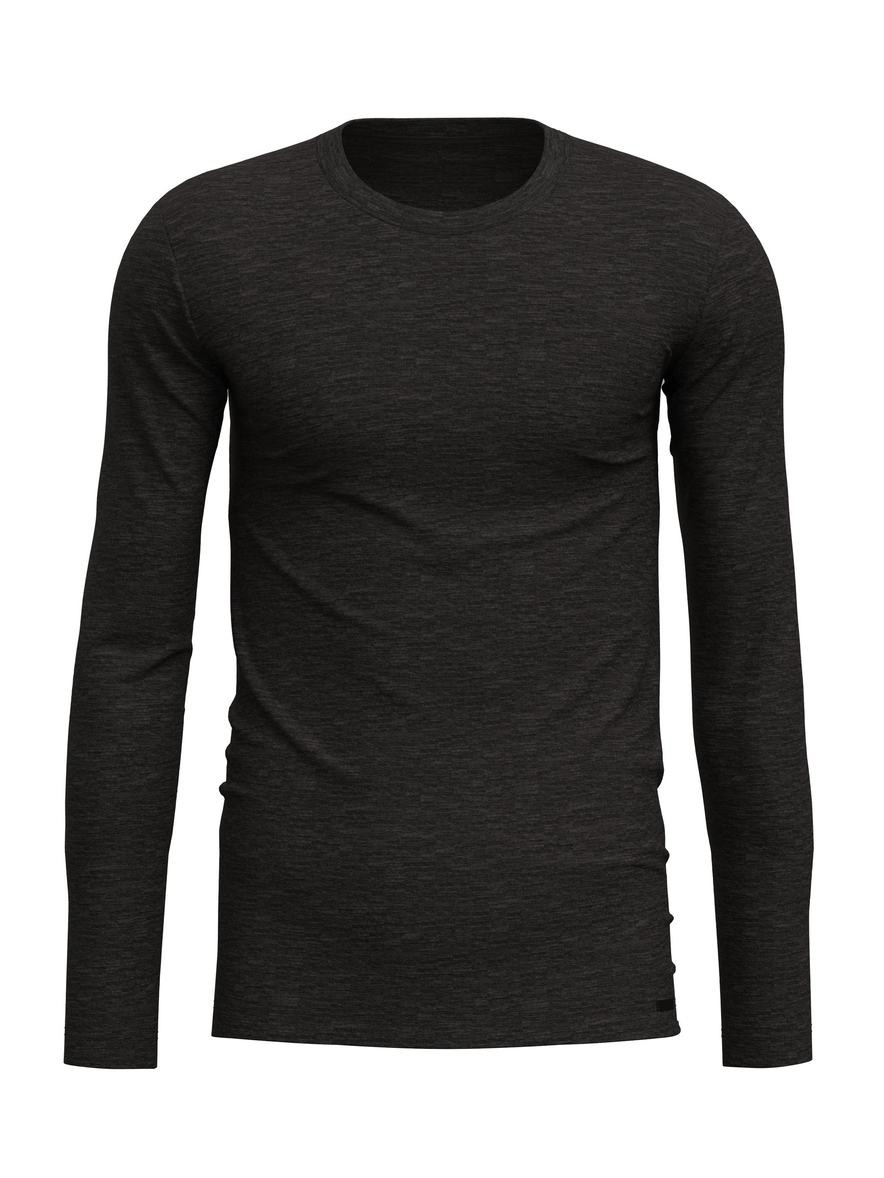 Herren - Langarm-Shirt aus Wolle und Seide aus Wolle in Grau, Einfarbig aus Serie Wool & Silk von CALIDA