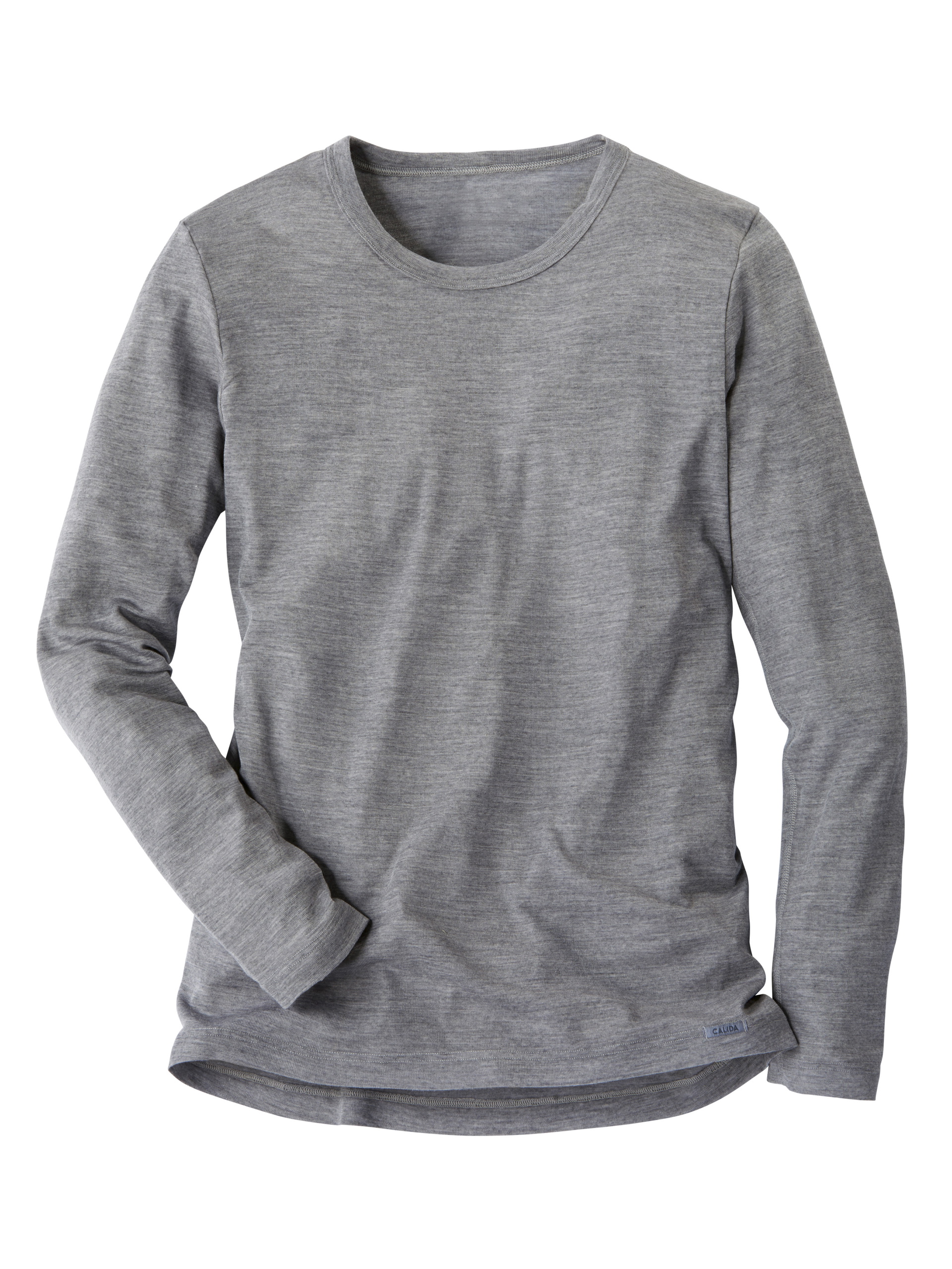 Herren - Langarm-Shirt aus Wolle und Seide aus Wolle in Grau, Einfarbig aus Serie Wool & Silk von CALIDA
